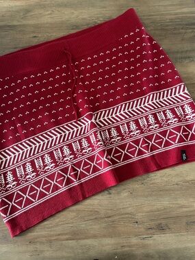 Chlorophylle jacquard skirt Cozy Red Fair Isle Knit Skirt